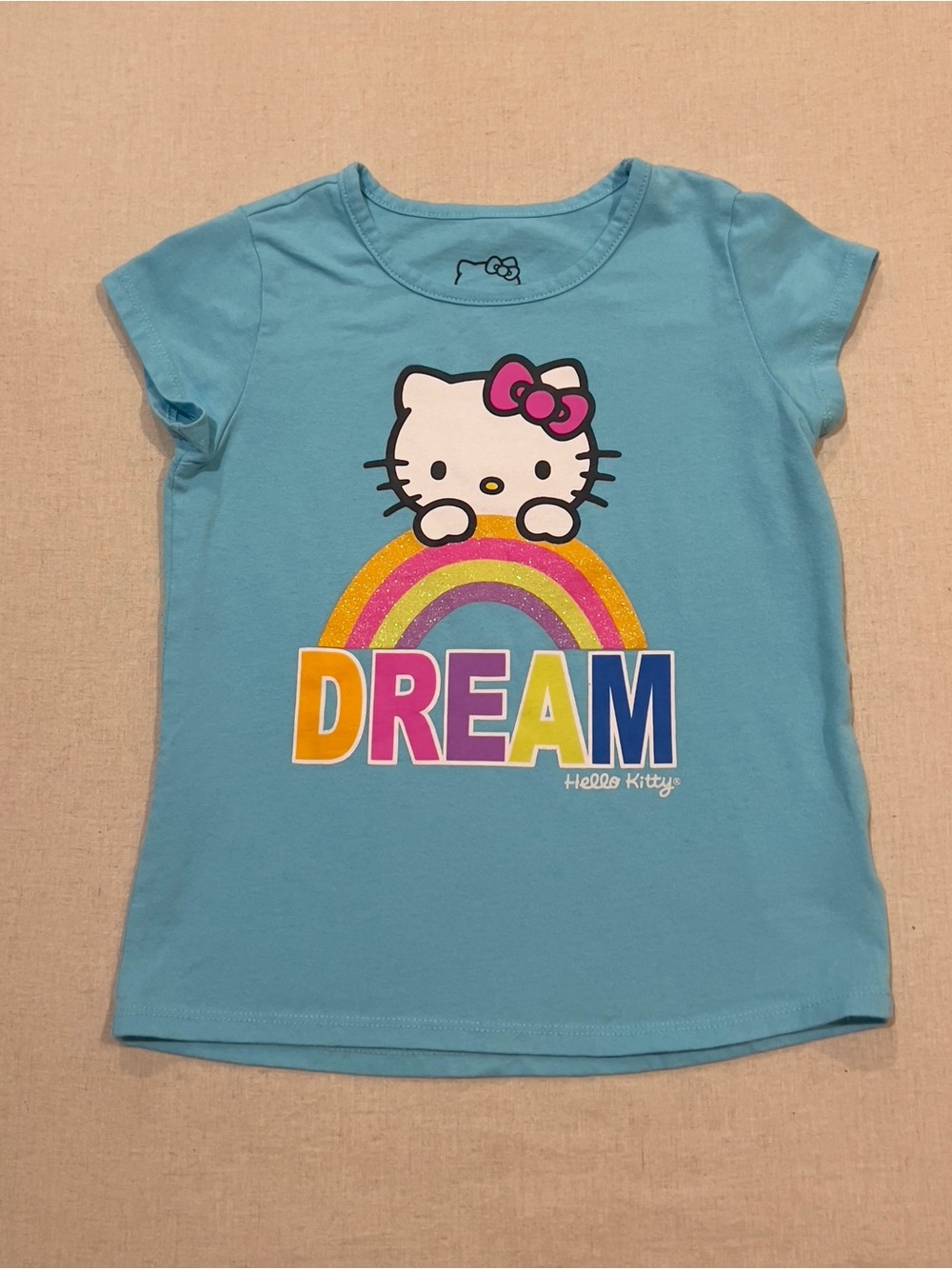 Hello Kitty Girls Dream Rainbow Graphic Tee Aqua Blue